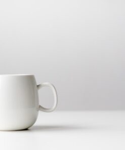 White ceramic mug ready for custom photo printing